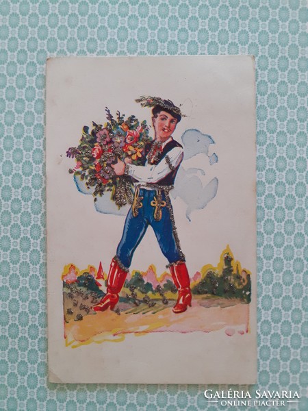 Old postcard 1942 national costume postcard
