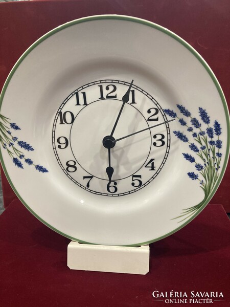 Hölóháza porcelain lavender pattern 26 cm plate clock