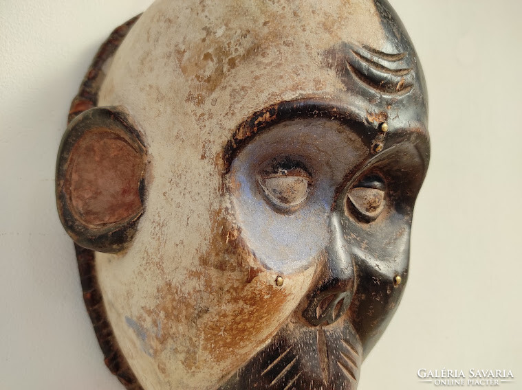 Antique African patina wooden monkey mask Bamileke ethnic group Cameroon African mask 391 drum 51