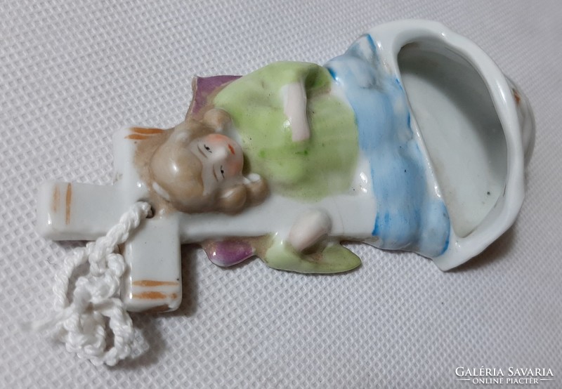 Hand-painted porcelain wall holy water holder