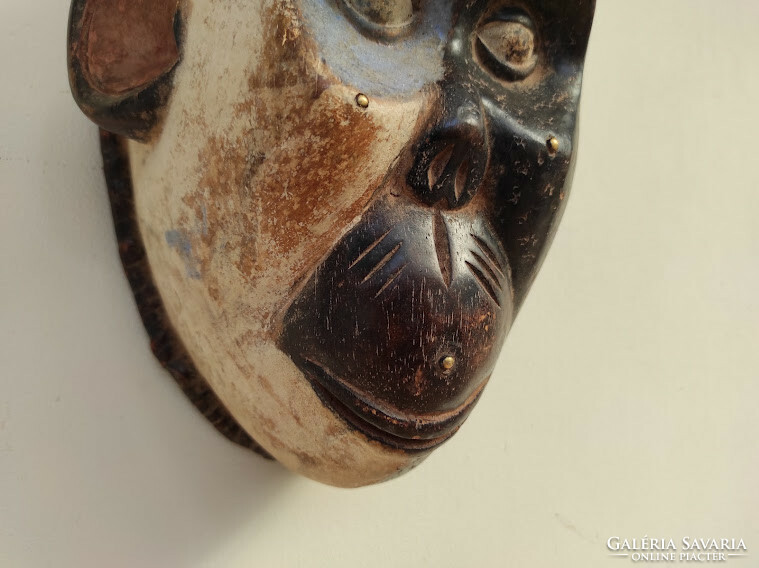 Antique African patina wooden monkey mask Bamileke ethnic group Cameroon African mask 391 drum 51