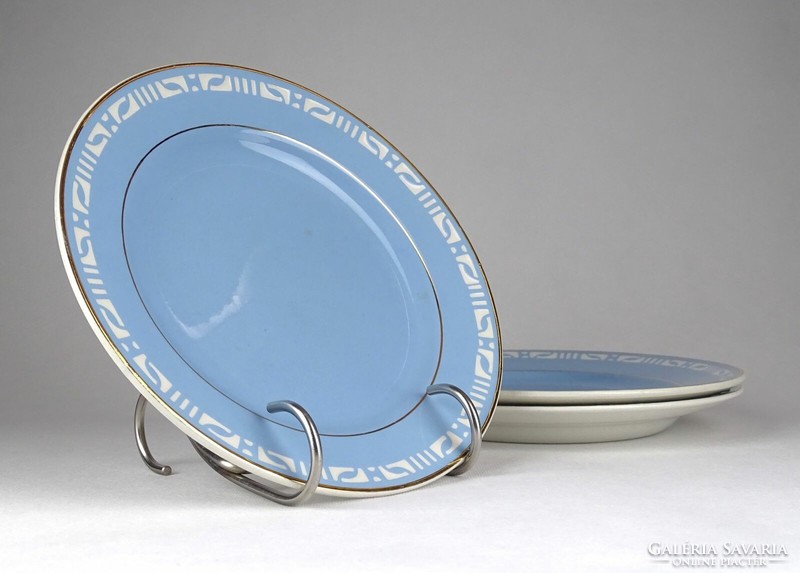 1E095 antique pale blue Villeroy & Boch faience plate 3 pieces