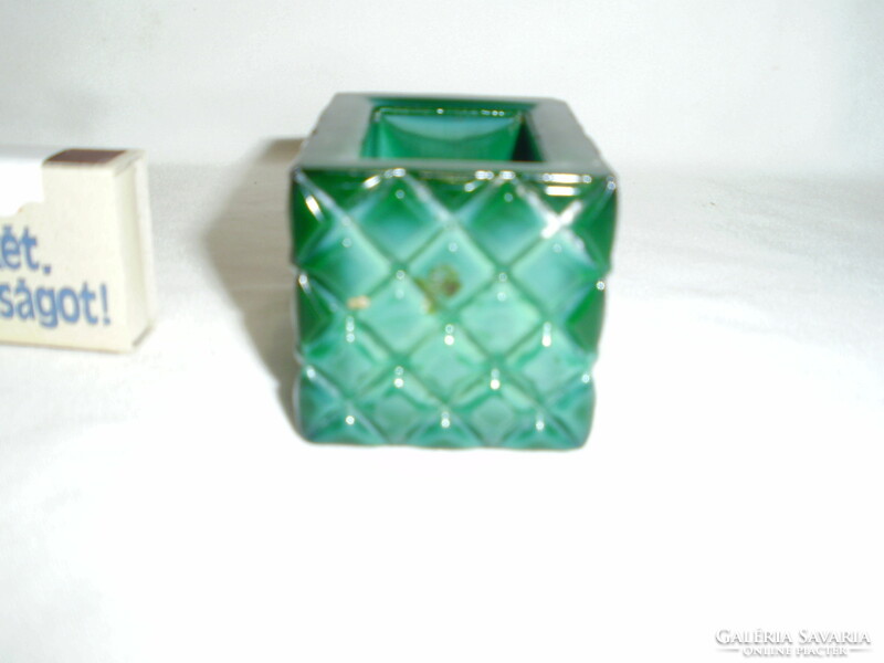 Vintage malachite glass box, square jewelry, other holder