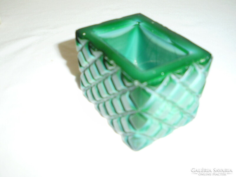 Vintage malachite glass box, square jewelry, other holder