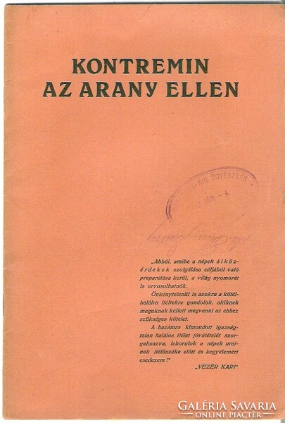 Vézér kari: countermint against gold 1931