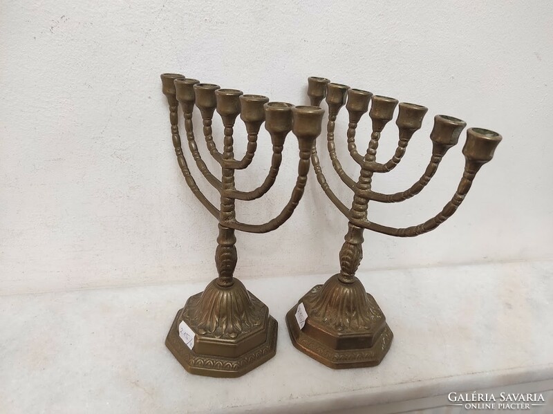 Antique 2-piece copper Judaica Jewish 7-branch candle holder menorah menorah candle holder 215 5843