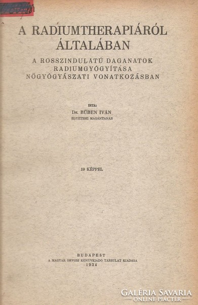 Iván Büben: about radium therapy in general in 1934