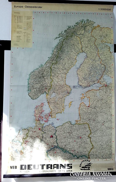 Hermann haack gotha school wall map europe - ostseeländer karte, from the 1960s