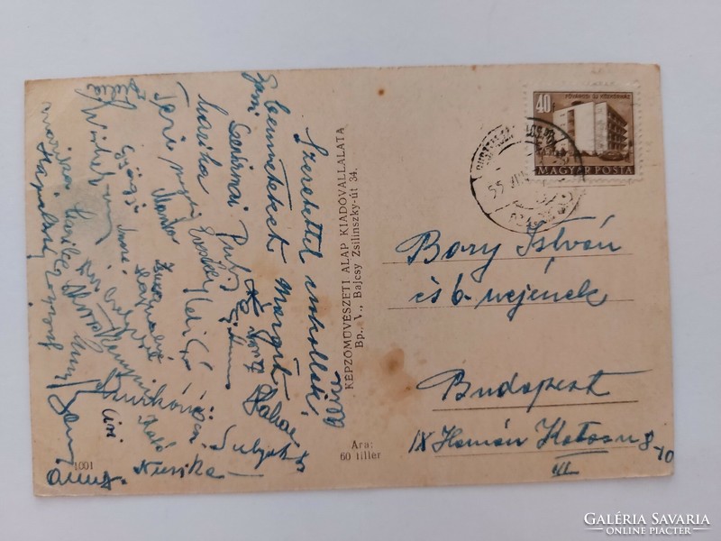 Régi képeslap 1955 fotó levelezőlap Balaton vitorláshajó