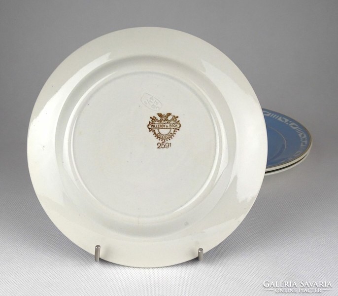 1E095 Antik halványkék VILLEROY & BOCH fajansz tányér 3 darab