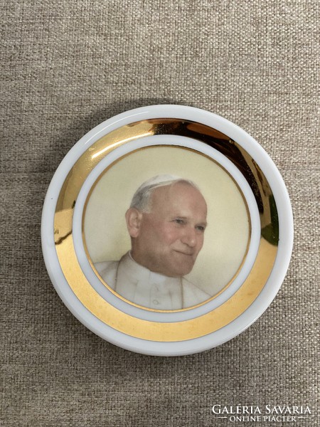 Hollóházi small gilded papal porcelain plate a22