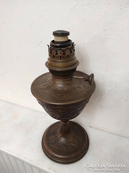 Antique Art Nouveau kerosene lamp patinated embossed copper Jugendstil 861 5852