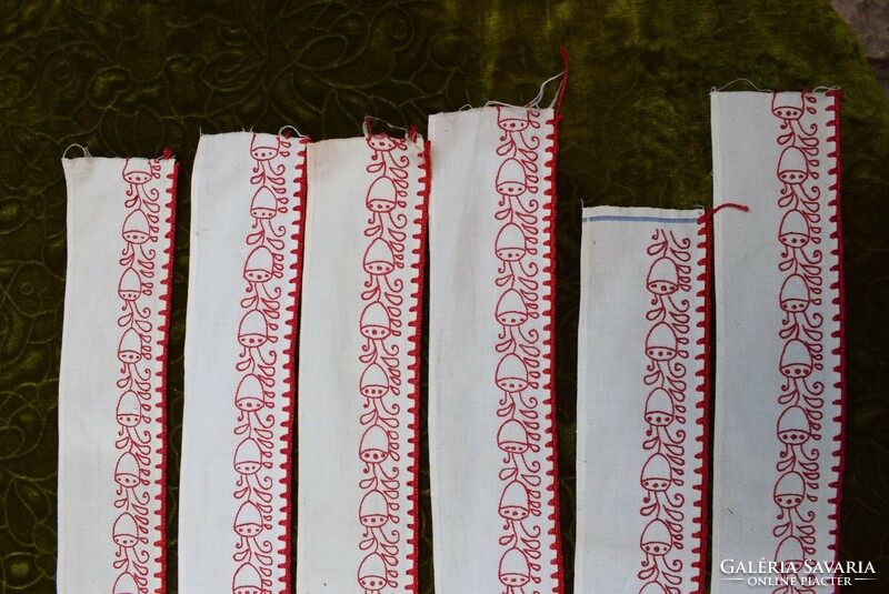 Embroidered shelf ornament, shelf trim tape with crocheted edge, 7 pcs. 100; 97 X 2 ; 98; 84; 48; 53 cm