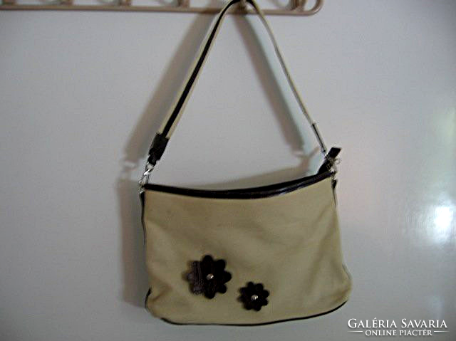 Small retro canvas bag with saix leather flowers