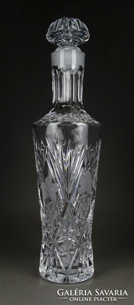 1G765 Régi nagyméretű kristály dugós boros üveg 38 cm