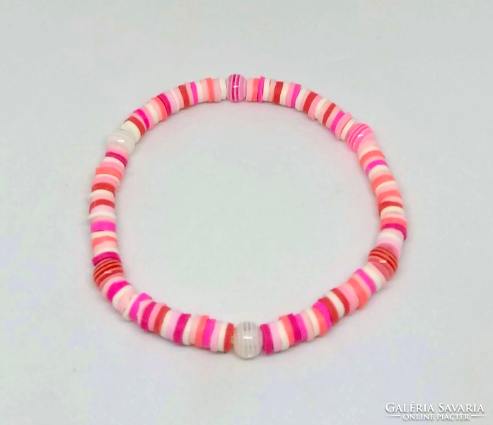 Colorful African vinyl bead bracelets - beach jewelry