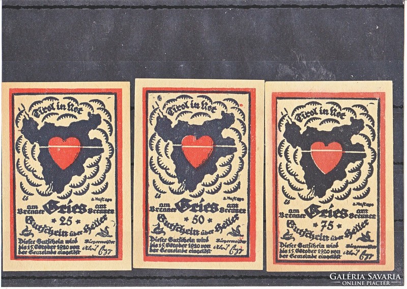 Austrian emergency money package 25-50-75 heller 1920