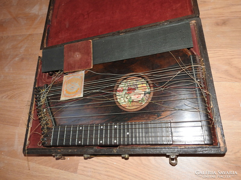 Antique zither in its original box