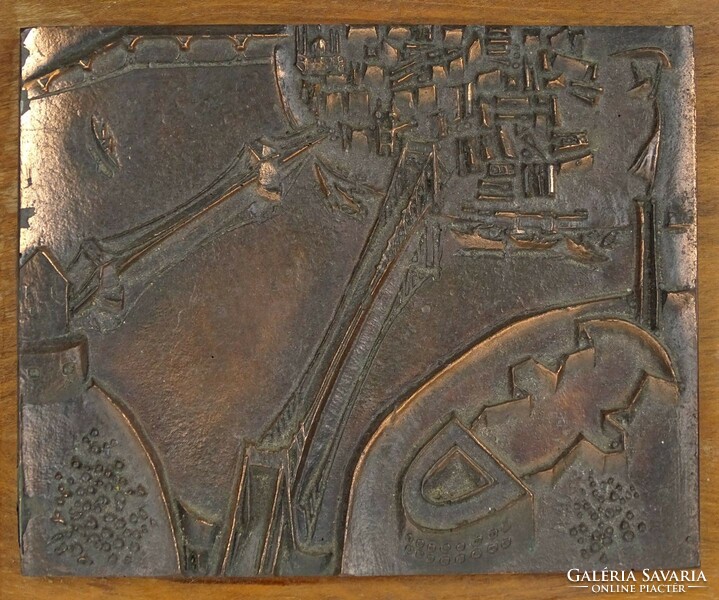 1G517 bronze Budapest landscape plaque key ring