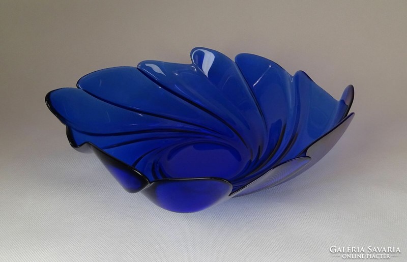 1F218 large blue French glass center serving bowl 32 cm