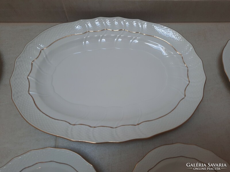 Herend white cake and dinner set with gold border
