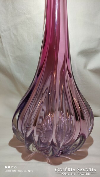 63.5 Cm rarity josef hospodka pink and purple glass floor vase 1960s original