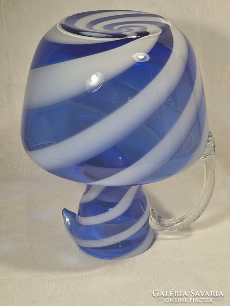 Opal glass jug, with a twisted handle, probably the work of an Italian manufactory, second half of the 20th century.