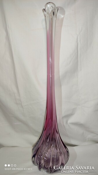 63,5 cm Ritkaság Josef Hospodka Pink és Purple üveg padlóváza 1960-as évek eredeti