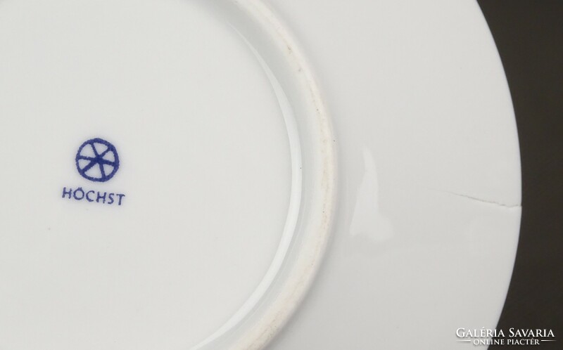 1G065 Höchst fehér porcelán városrészlettel díszített kistányér 5 darab