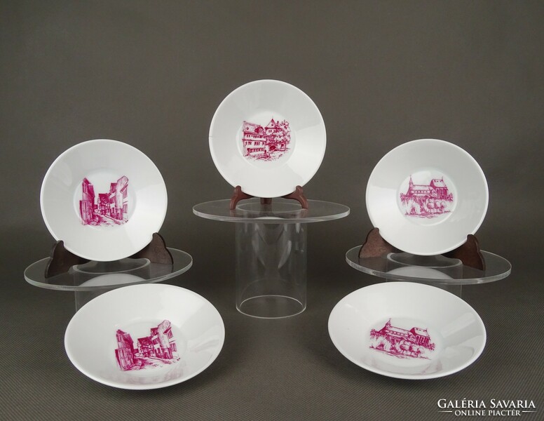1G065 höchst white porcelain small plate decorated with a city detail, 5 pieces