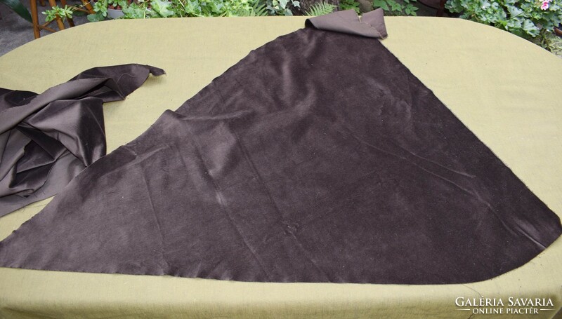 Brown micro-velvet material leftover clothes, tablecloth, decor for further use for sewing 3 textiles