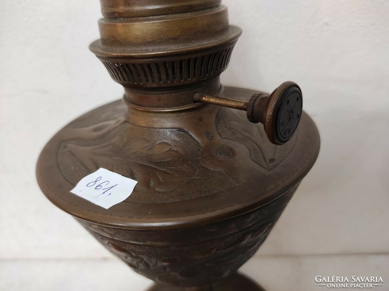 Antik szecessziós petróleum lámpa patinás domborított réz jugendstil 861 5852