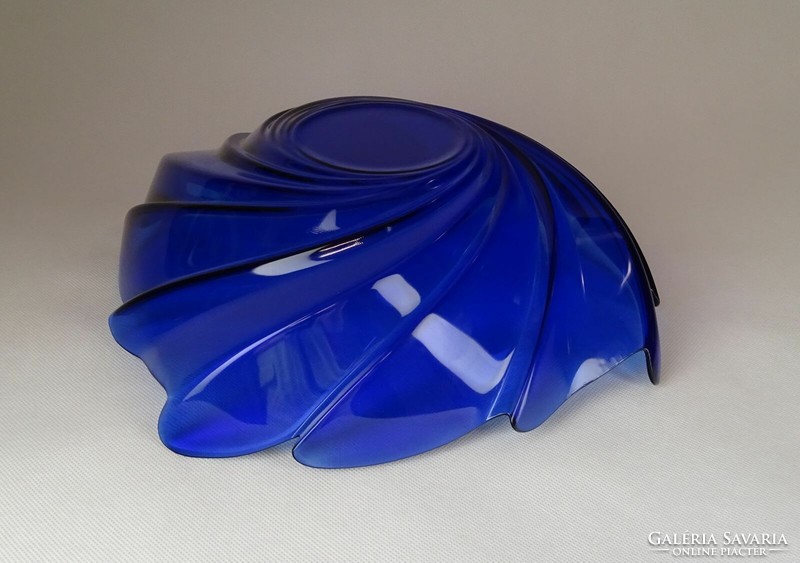 1F218 Nagyméretű kék francia üveg asztalközép kínáló tál 32 cm