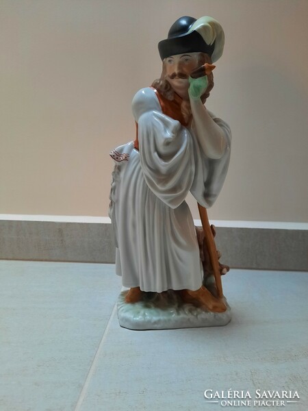Herend porcelain cowering shepherd, peasant figure