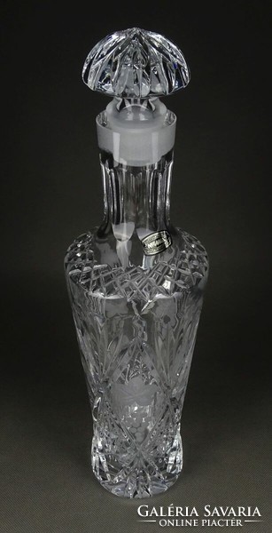 1G765 Régi nagyméretű kristály dugós boros üveg 38 cm