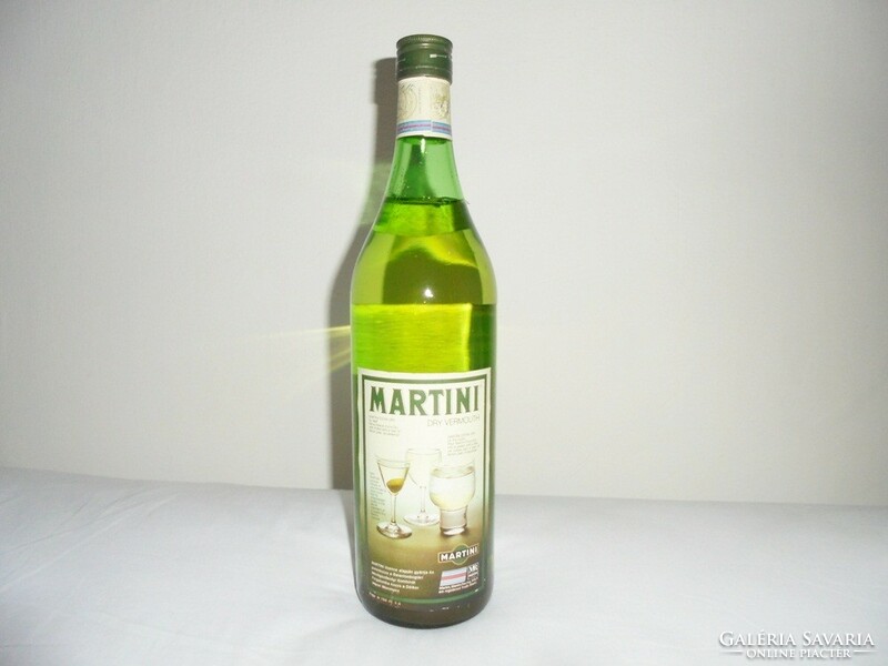 Retro Martini Dry Vermouth ital üveg palack - Balatonboglári M.K. Délker, bontatlan, ritkaság