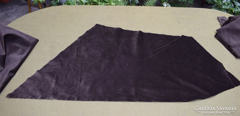 Barna mikro bársony anyag maradék ruha , terítő , további felhasználásra dekor 3 db textil varráshoz