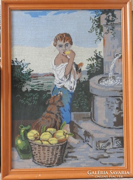 Child eating fruit - huge tapestry picture