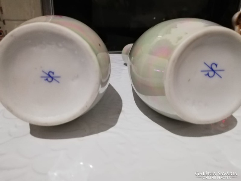 Scheibe-alsbach luster-glazed porcelain violet vases