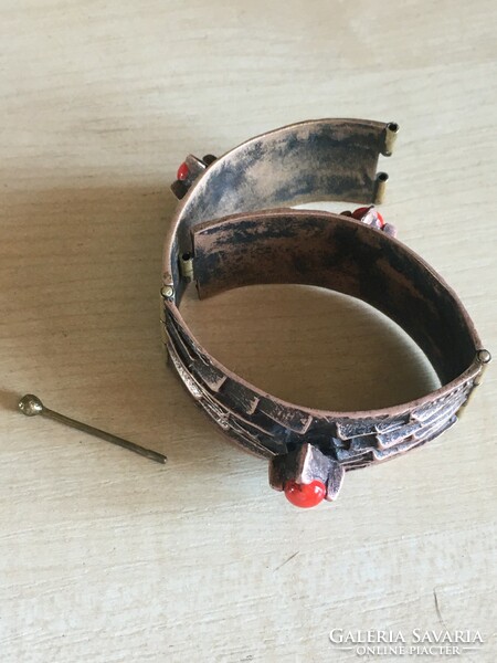 József Péri: modernist bronze enamel cuff without bracelet mark