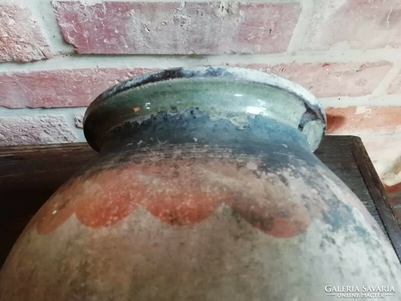 Gömöri főző edény, vászon szilke fazék, 19. század végi, enyhe sérüléssel