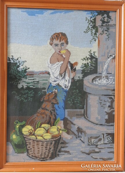 Child eating fruit - huge tapestry picture