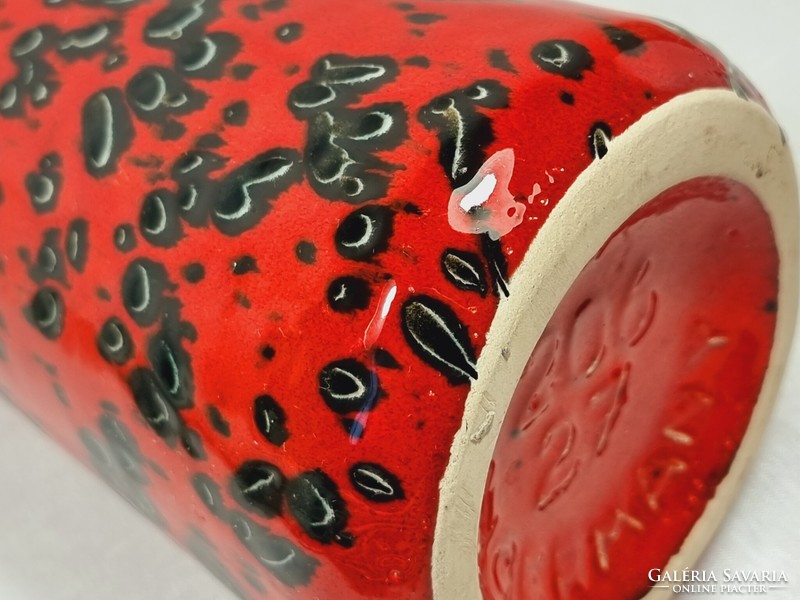 Scheurich pop art black spotted flame red glazed ceramic vase