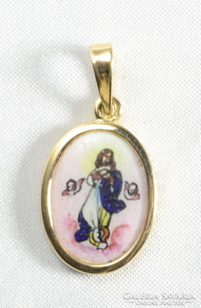 Fire enamel gold pendant