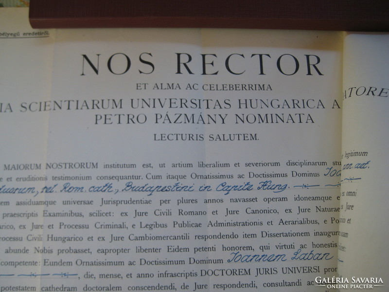 Well, Rector Péter pázmánny was inaugurated as a doctor in 1942. University 42 x 34 cm