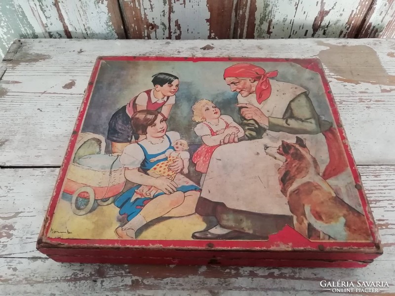 Fa kirakós, kocka kirakós játék, játékkocka az 1950-es évekből