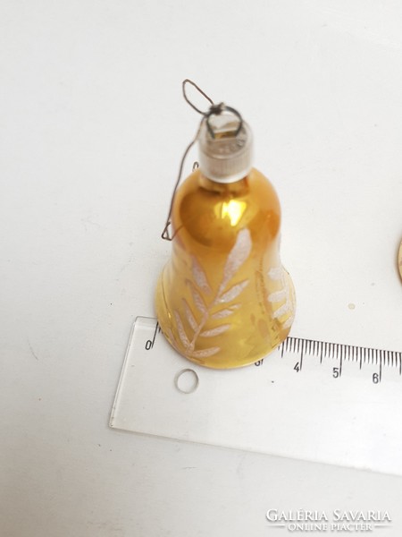 Régi üveg karácsonyfadísz arany csengő retro harang 4 db