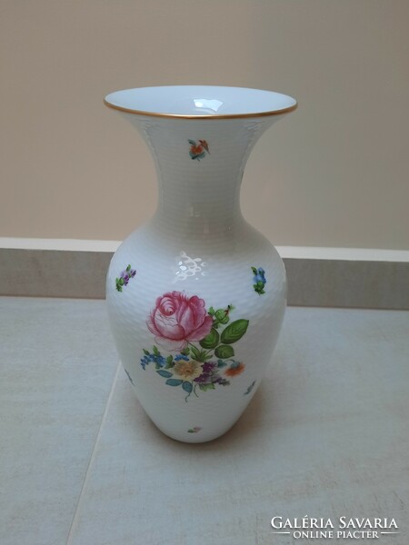 Herendi virágmintás porcelán váza 25,5 cm