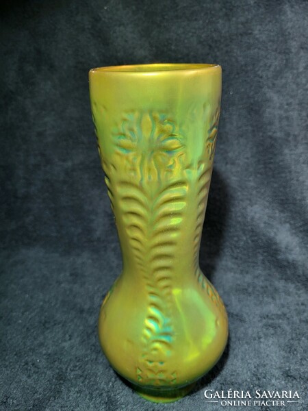 Zsolnay: eozin - folk vase with ears - retro, marked, flawless.