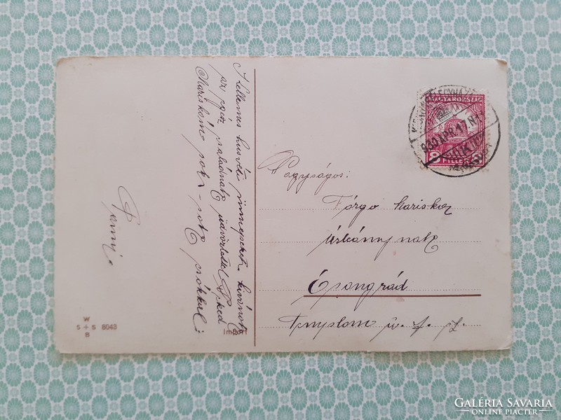 Régi húsvéti képeslap 1930 levelezőlap templom tavasz